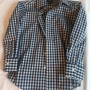 Crewcuts Navy and White Gingham Button-Up Shirt